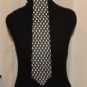 FN Holiday Snowman and Trees geometric Silk Neck Tie Handsewn